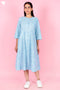 Cambric Cotton Dress In Floral Block Print